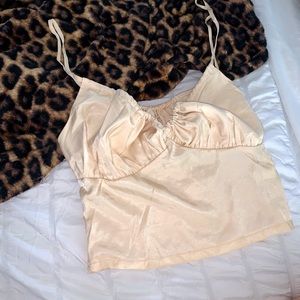 Beige Front Tie Top